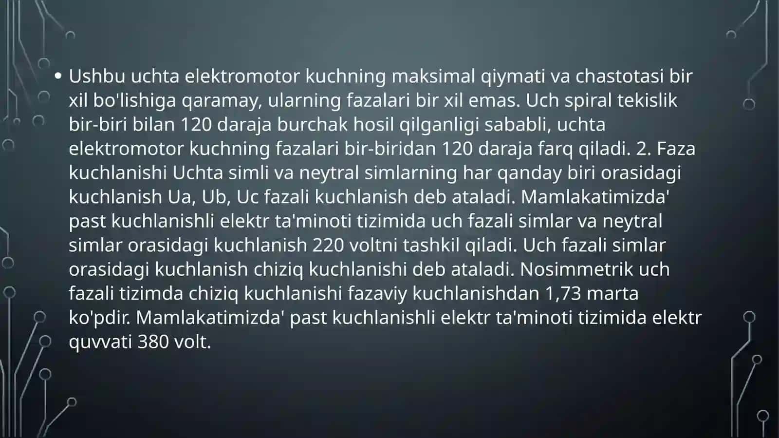 Uch fazali zanjirlarda quvvatni o'lchash 4