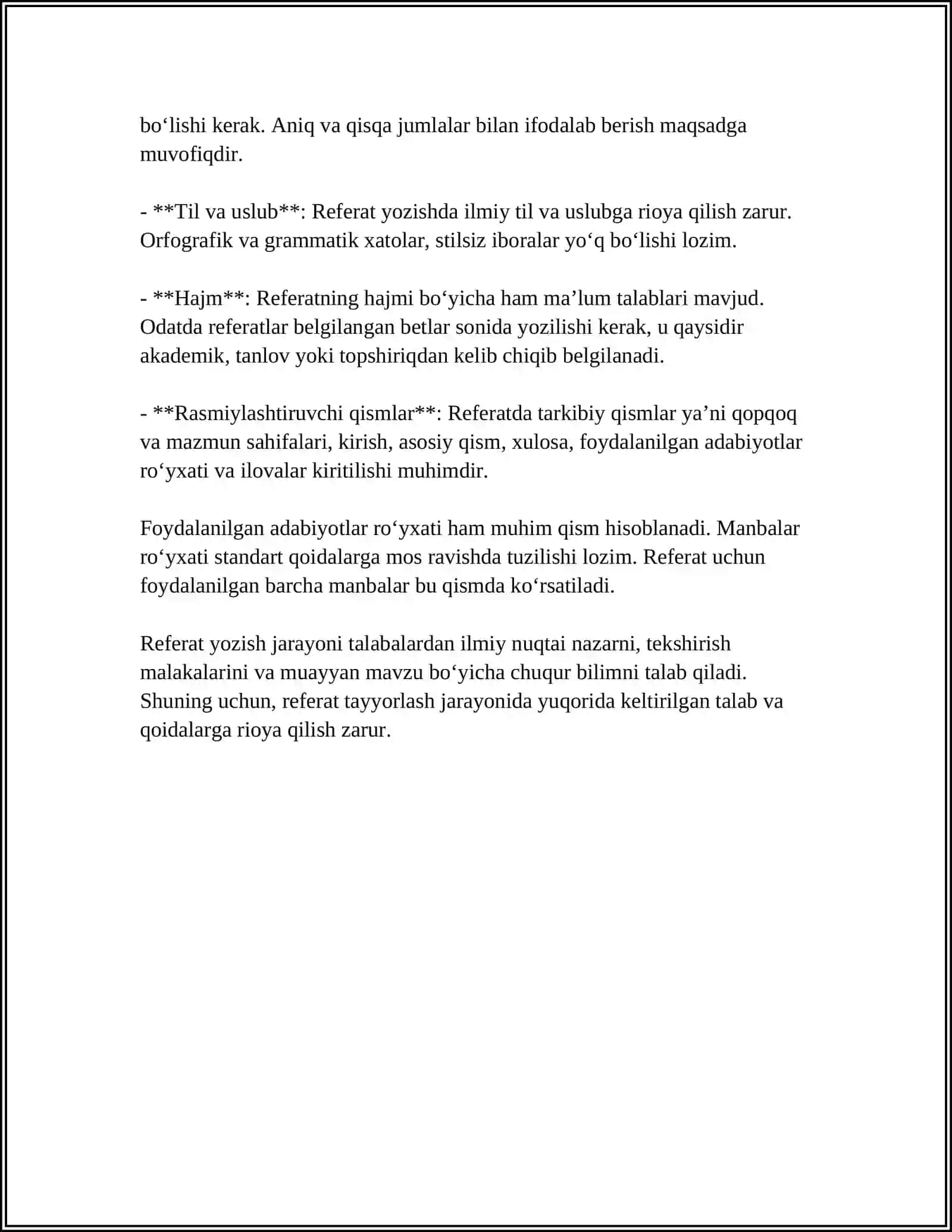 AKADEMIK YOZUVNING ASOSIY JANRLARI ( REFERAT, TAQRIZ, ANALITIK YOZUV,ILMIY HISOBOT.) 4