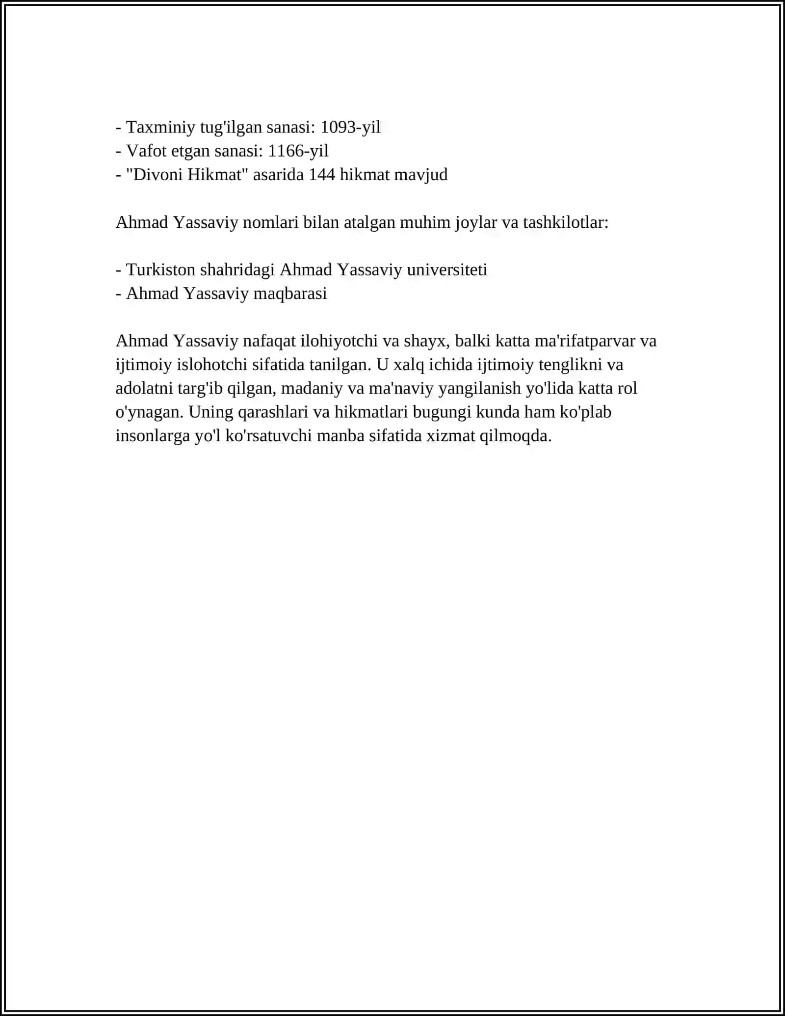 AHMAD YASSAVIY HIKMATLARI 4