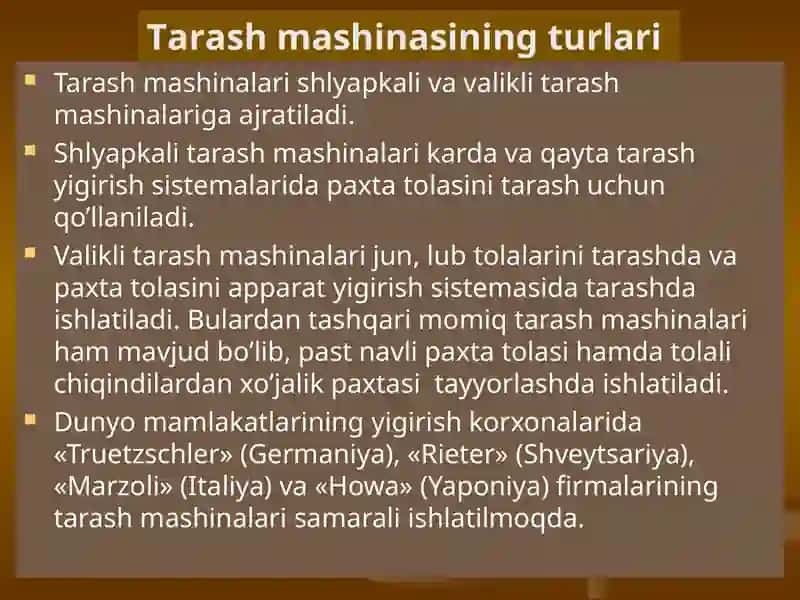 TOLALI MAHSULOTLARNI TARASH JARAYONI 4