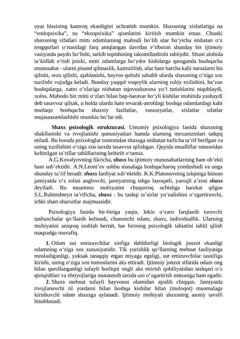 Shaxs psixologiyasi. Shaxsning sotsial-kognitiv nazariyalari. 4
