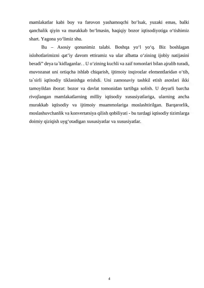Bozor iqtisodiyotining mazmuni va uning rivojlanishi 4