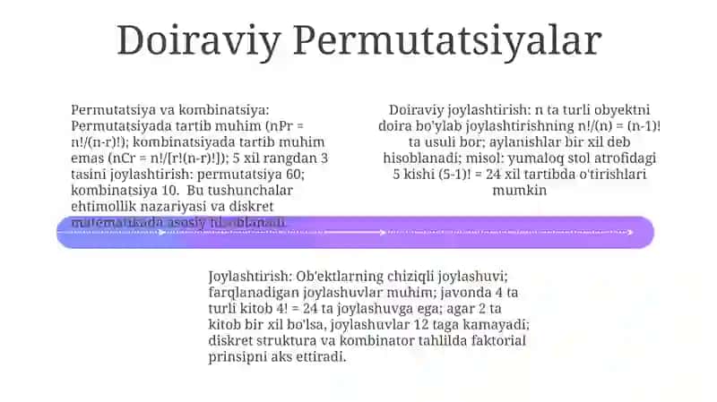 Permutatsiyalar, Tartiblar, Kombinatsiyalar 4