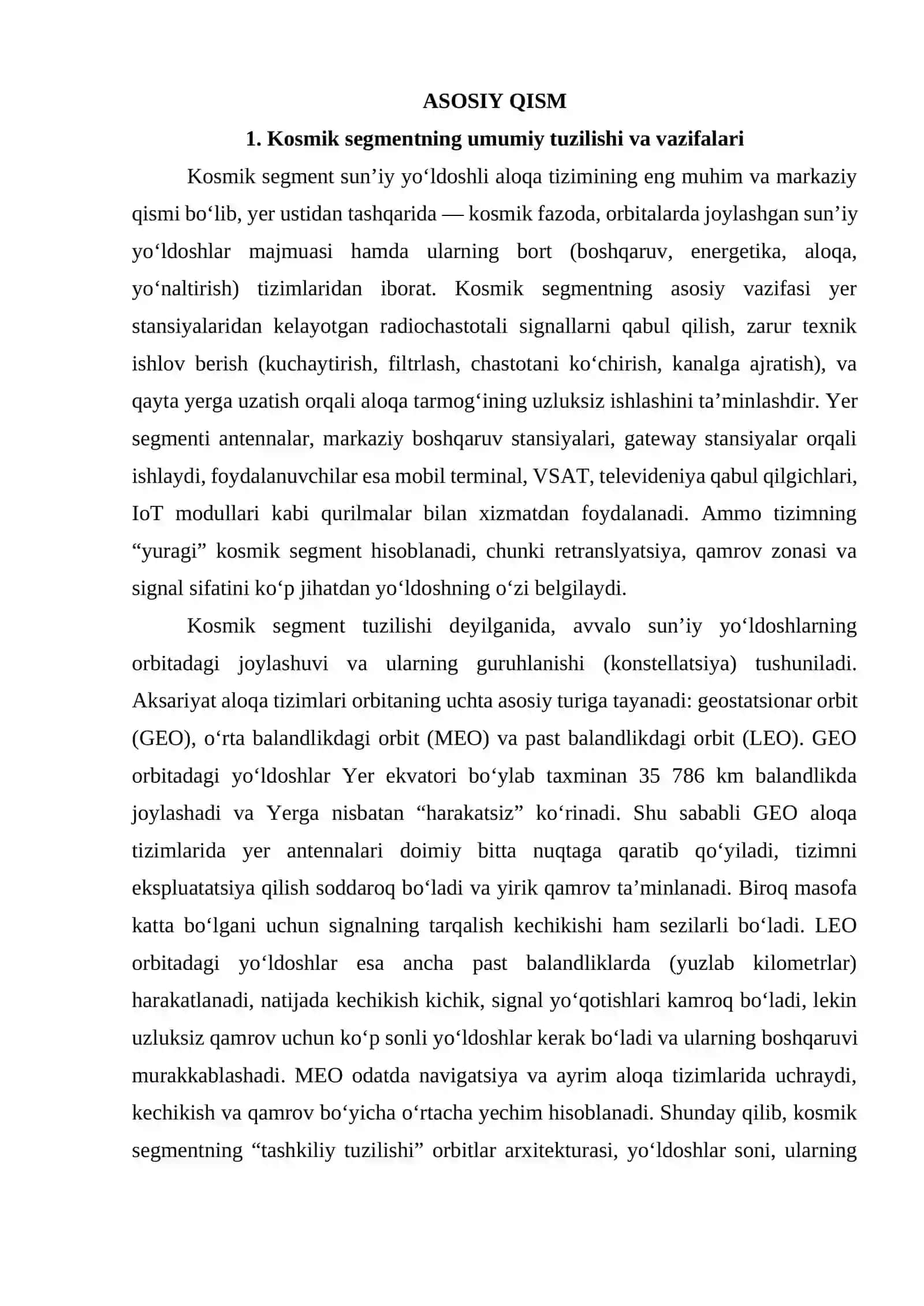 Sunʼiy yoʻldoshli aloqaning kosmik segmenti 4