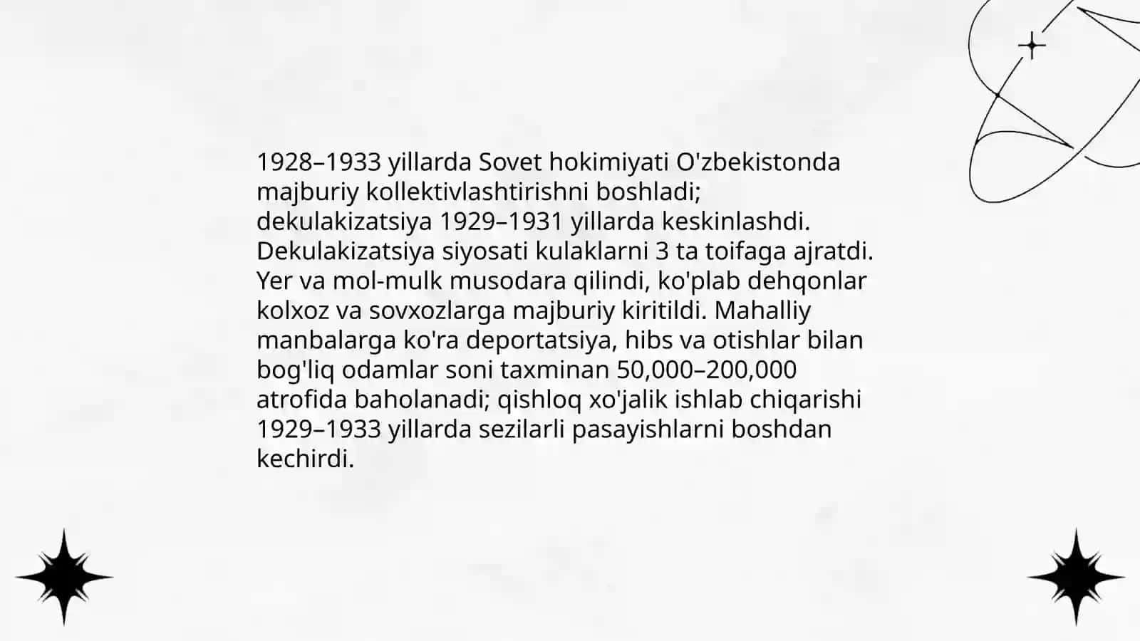 Sovet hokimiyatining O'zbekistondagi qatag'onlik siyosati 4