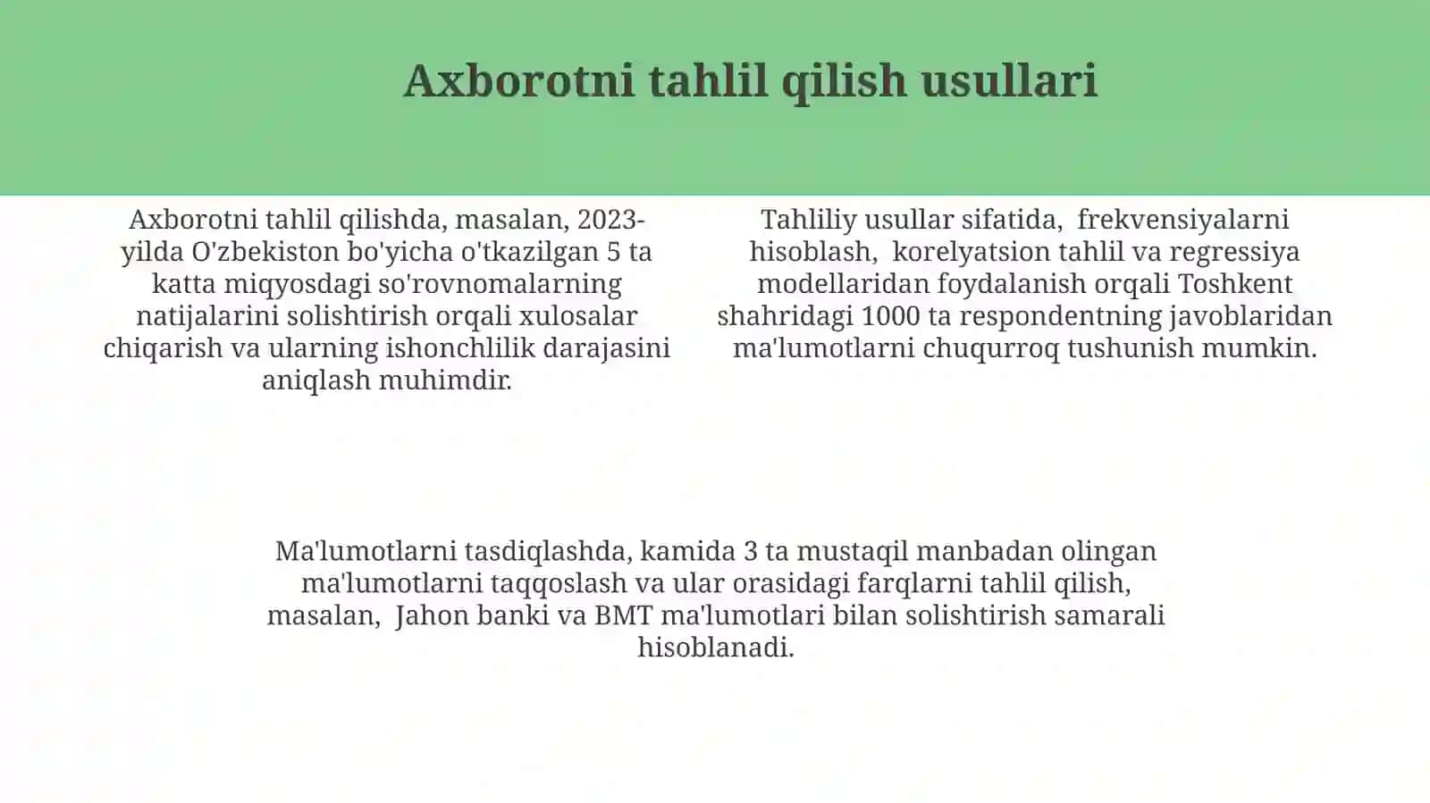 Axbarotni filtrlash va tekshirish ko'nikmalari 4