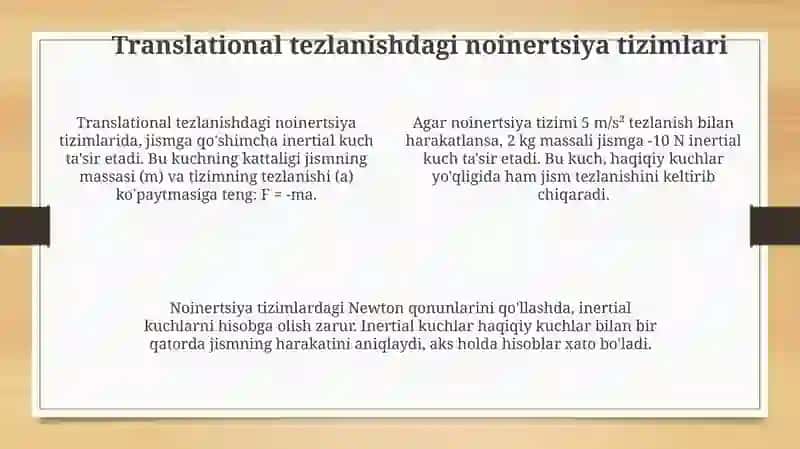 Noinertsiya tizimlarida inersiya kuchlari 4