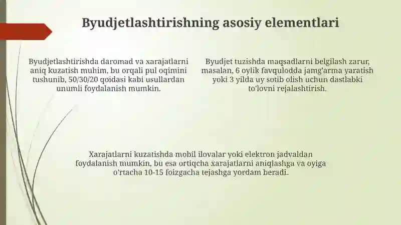 Daromad va xarajatlar muvozanati 4