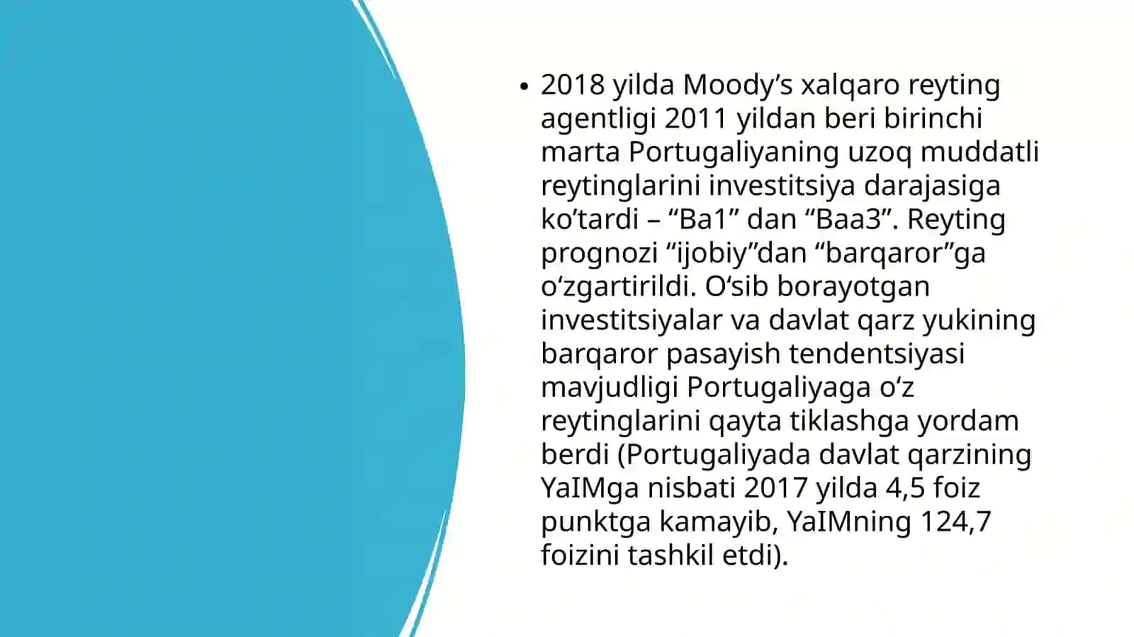 Portugaliyaning asosiy makroiqtisodiy ko’rsatkichlari 4
