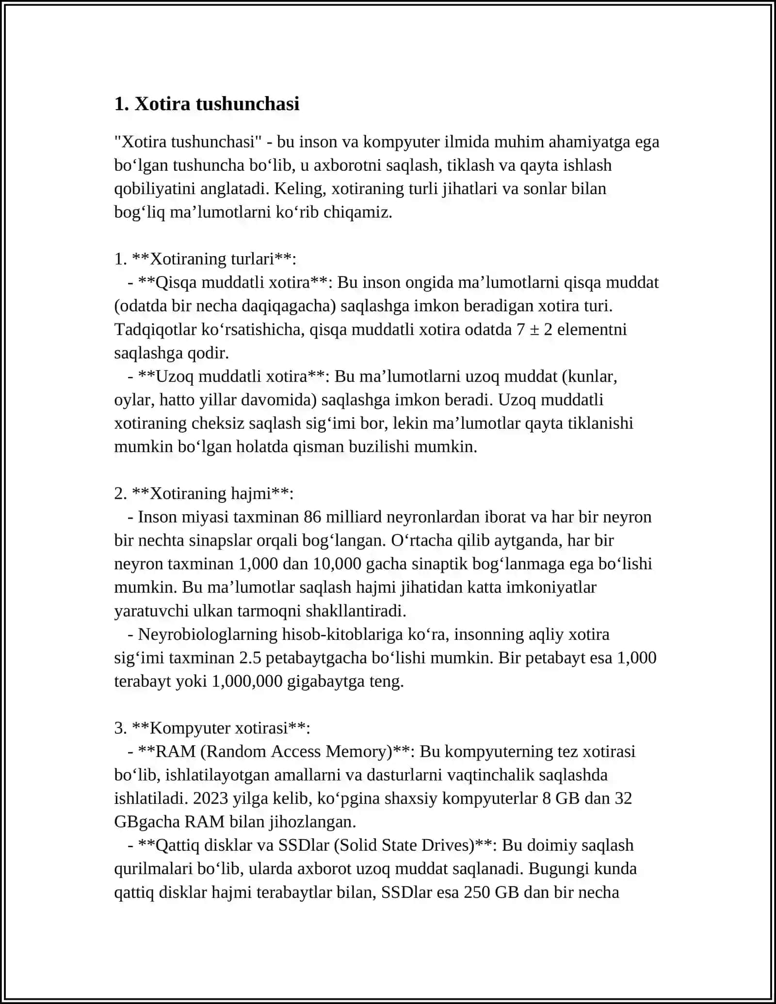 XOTIRA HAQIDA TUSHUNCHA UNING NERV-FIZIOLOGIK ASOSLARI 4