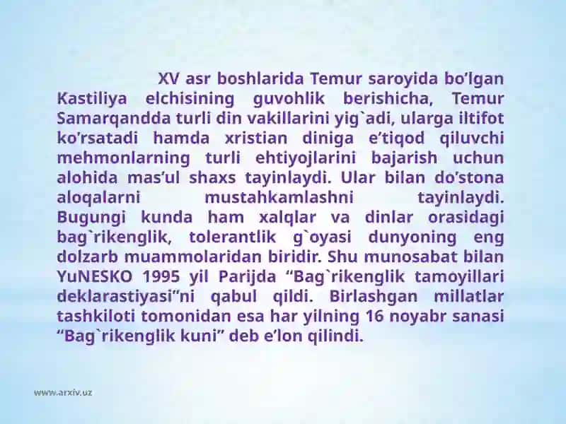 Diniy bag’rikenglik va millatlararo to'xtalik 4