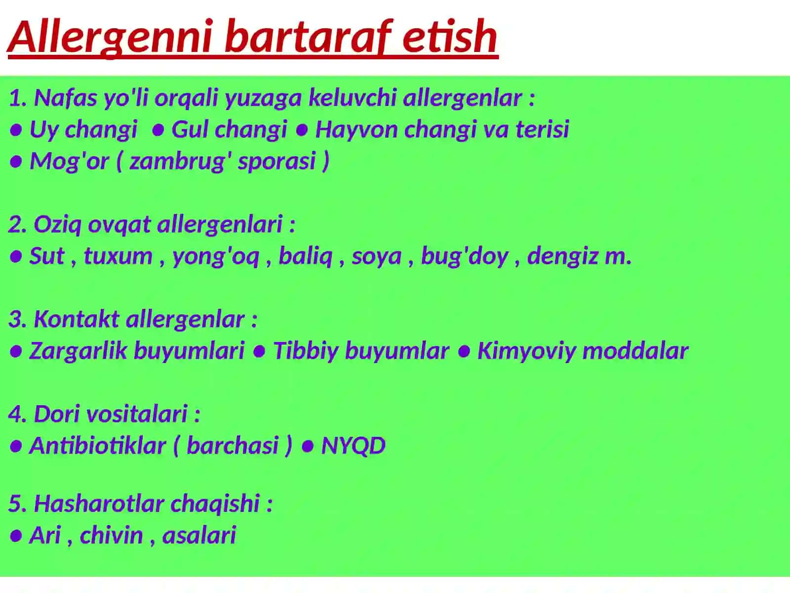 Allergik kasalliklarni davolash 4