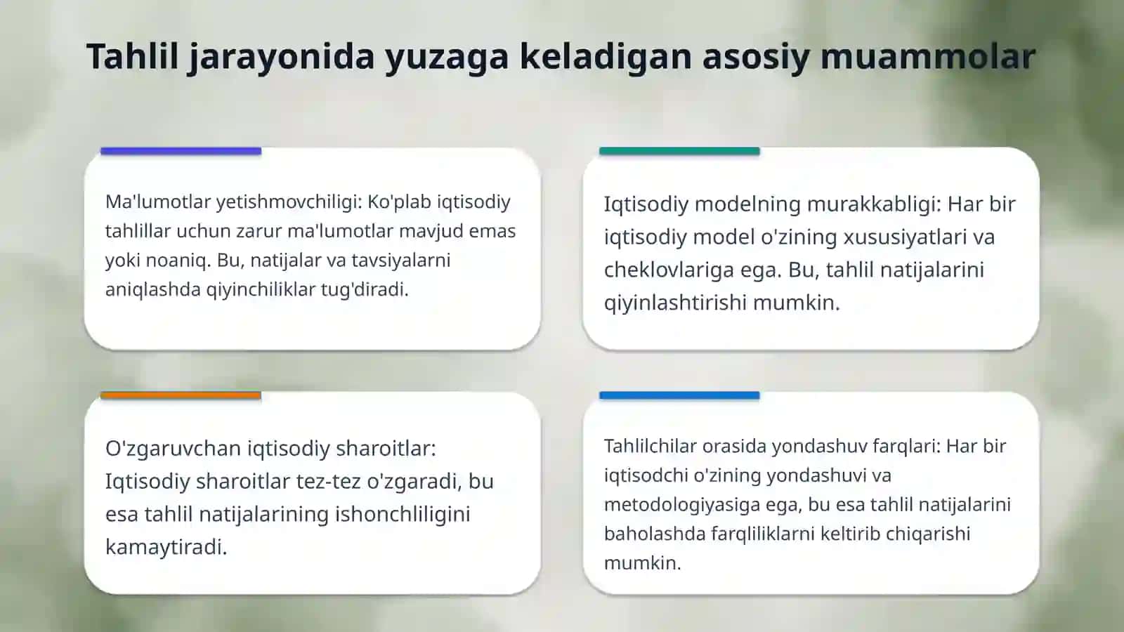 Makro iqtisodiy tahlilni  amalga oshirishdagi muamamolari 4