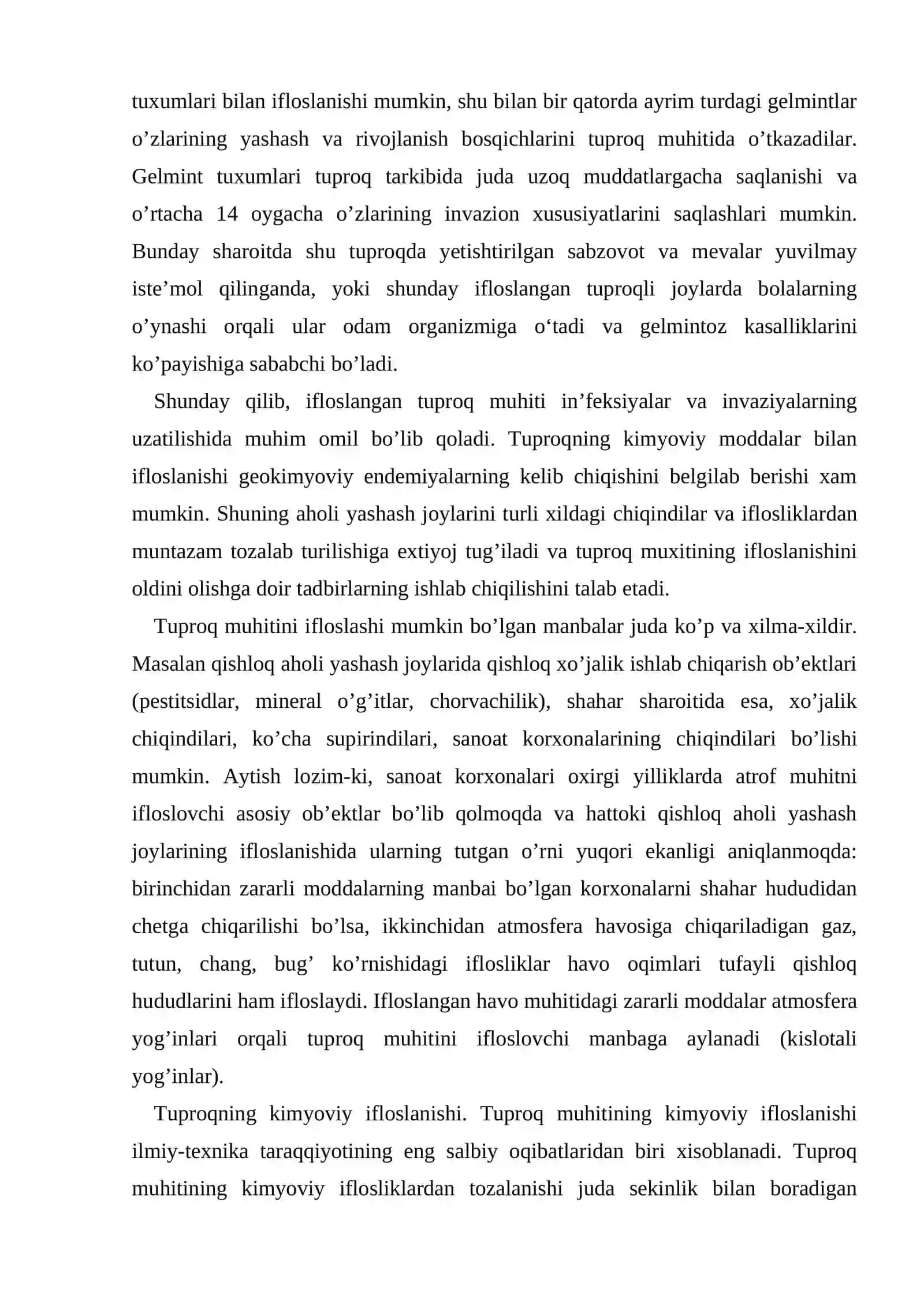 Tuproqning gigiyenik axamiyati 4