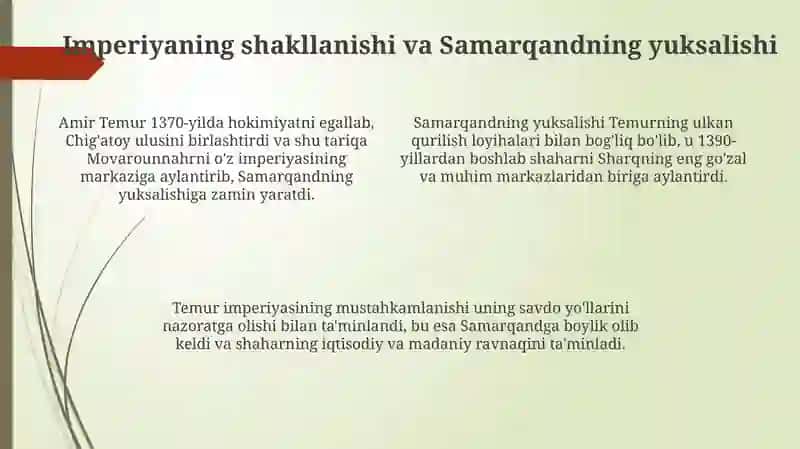 Amir Temurning jahon tarixida tutgan orni 4