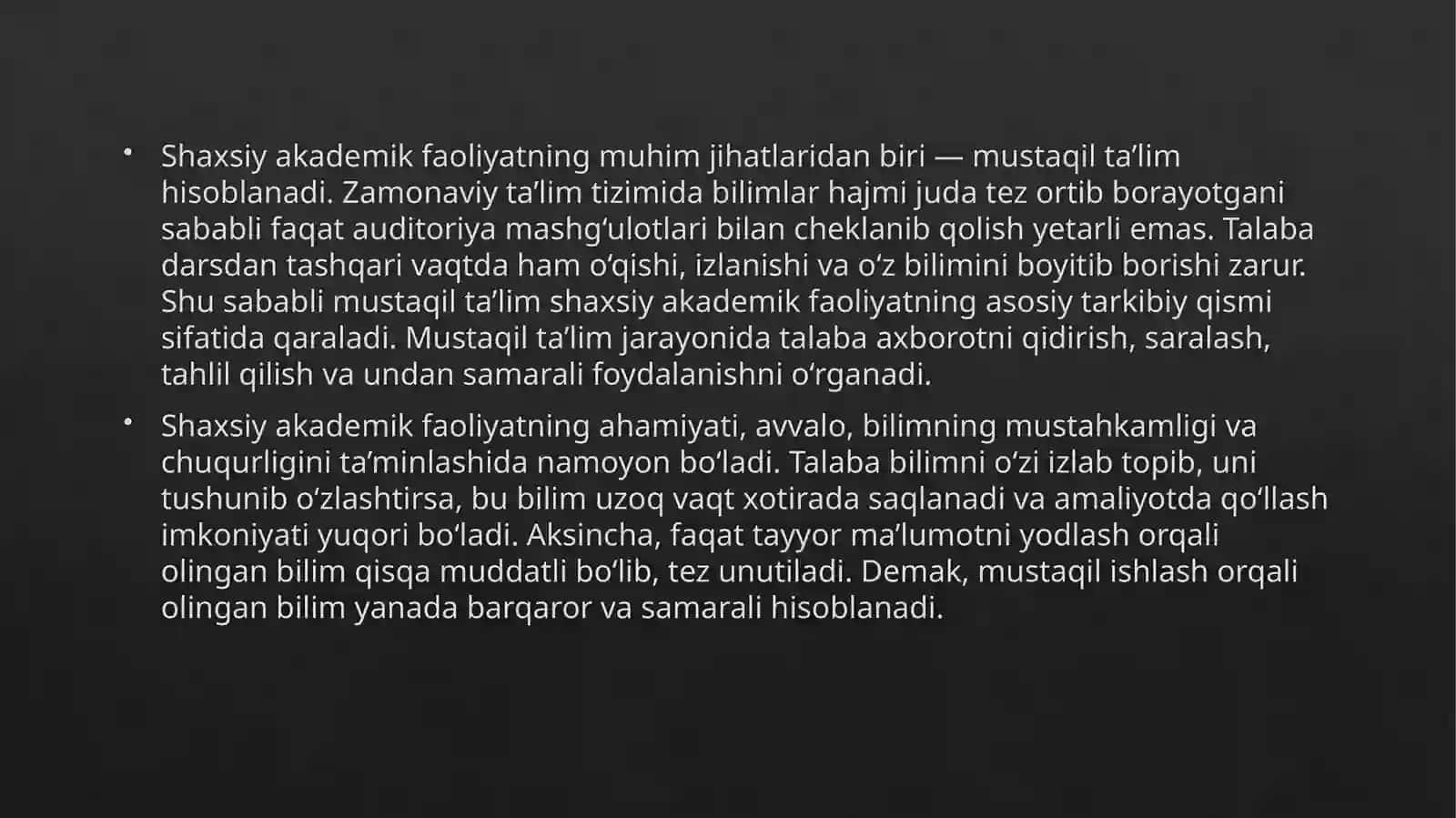AKADEMIK KO’NIKMALAR VA KASBIY KOMPETENTLIK FANIDAN TAYYORLAGAN MUSTAQIL ISHI 4