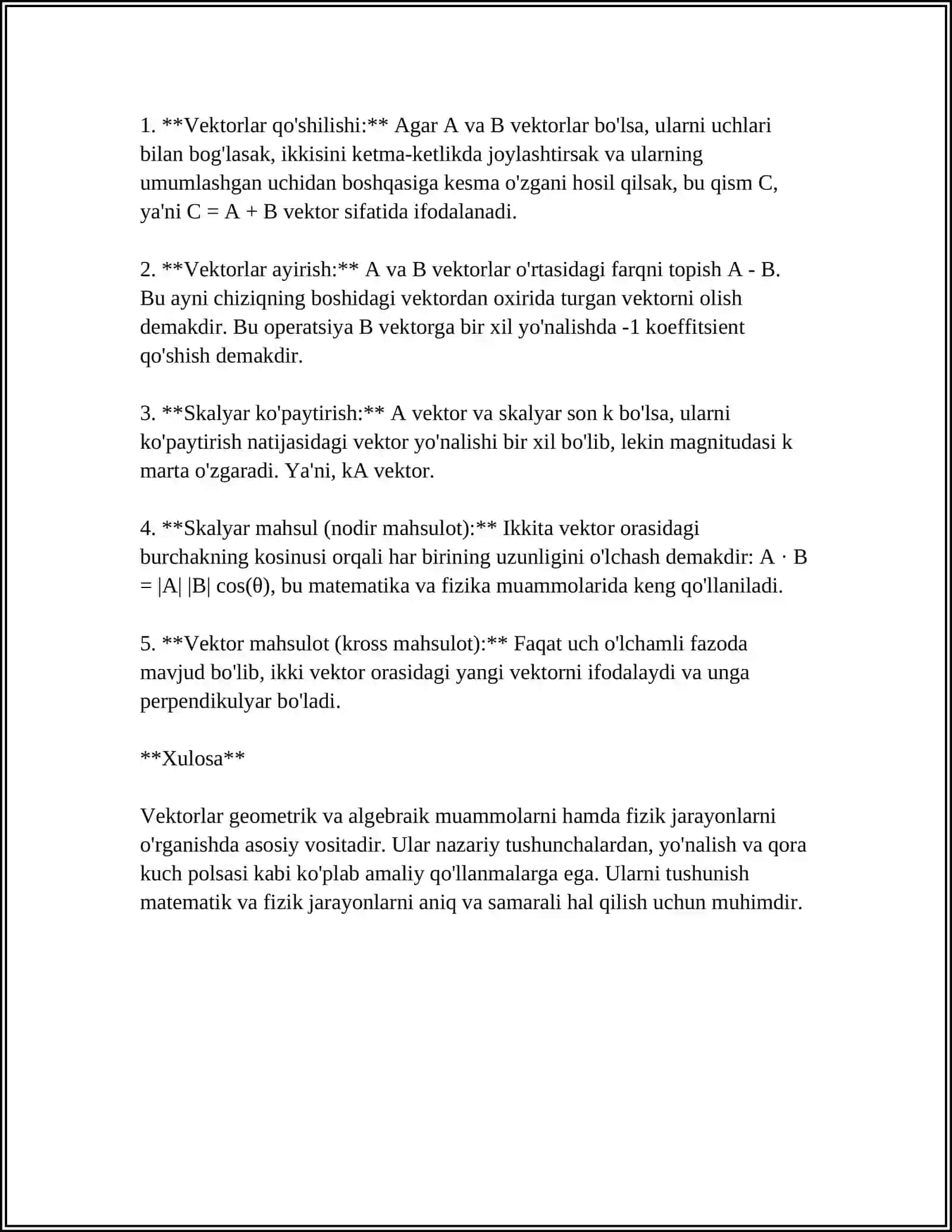 VEKTORLAR USTIDA CHIZIQLI AMALLAR 4