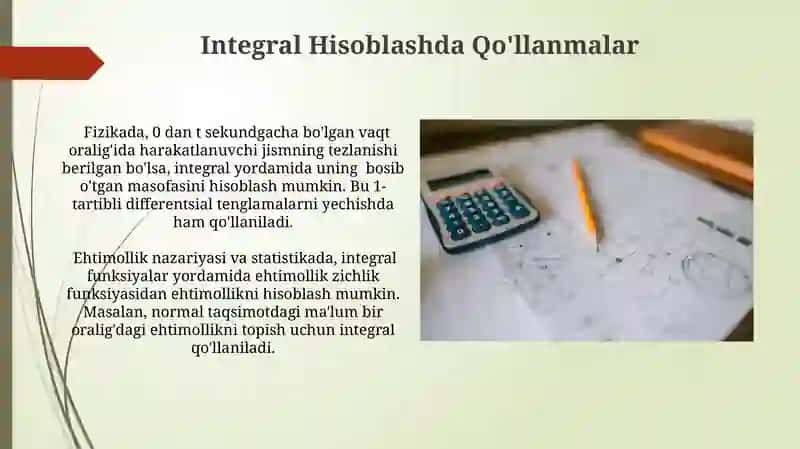 Integral Funktsiyalarni Integratsiyalash 4