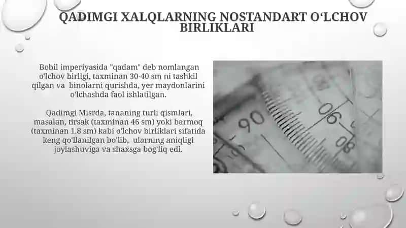 Miqdorlarning qadimiy va turli xalqlarga oid nostandart o'lchov birliklari 4