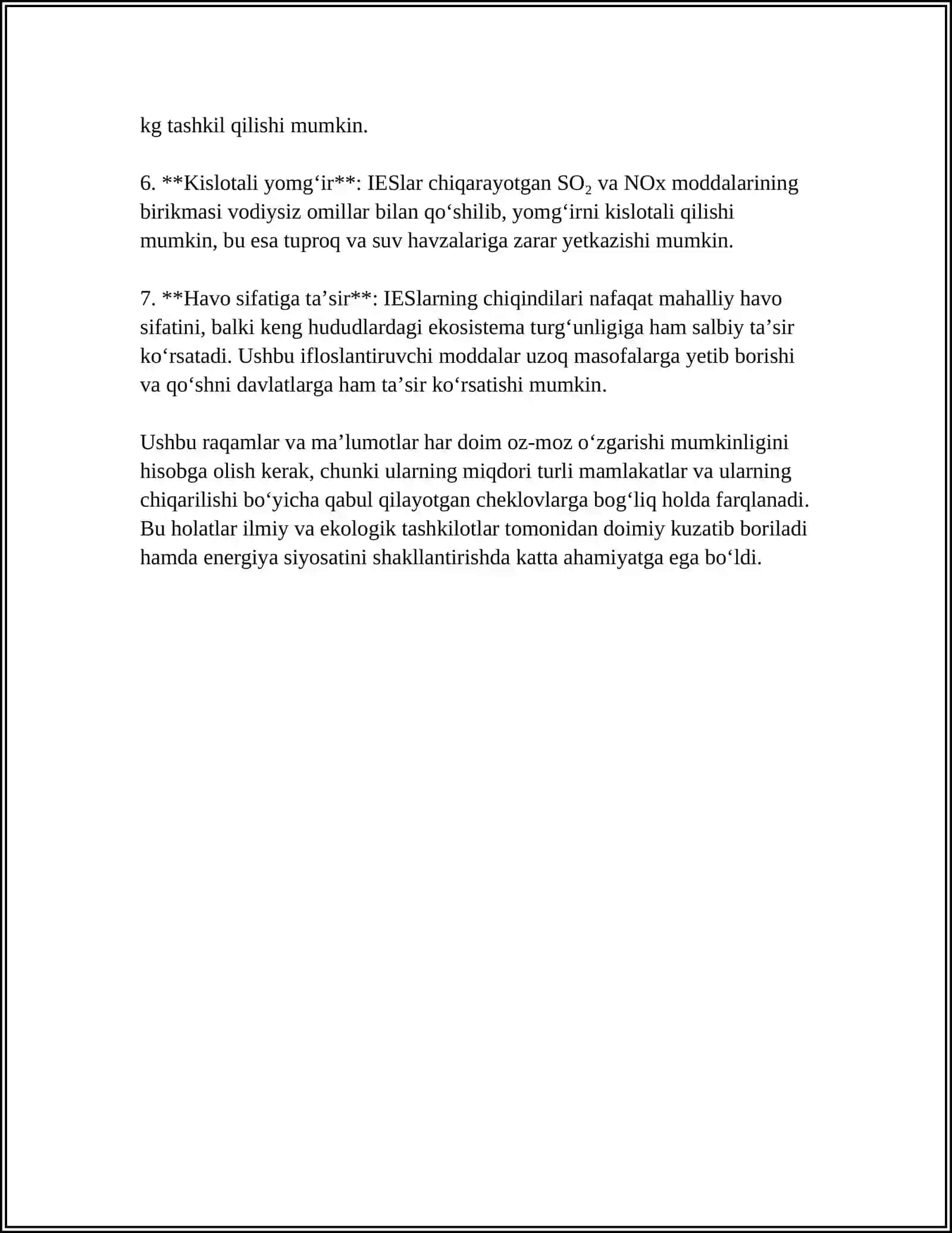 ENERGETIKA MANBALARINING MUHITGA ZARARI TO'G'RISIDA MA'LUMOTLAR. (IES, GES, AES VA "EKOLOGIK TOZA" ENERGETIKA MANBALARI 4