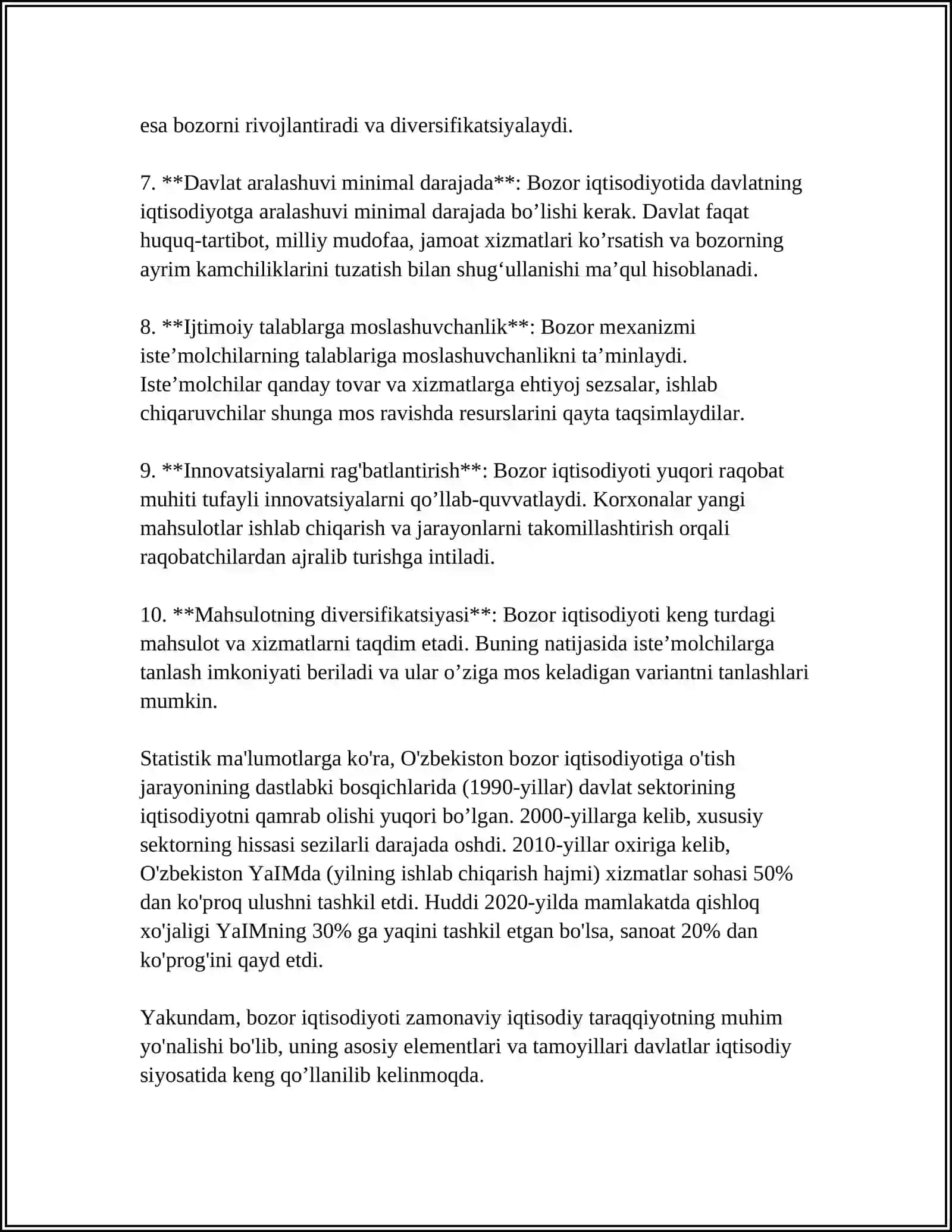 BOZORDA TALAB VA TAKLIF.BOZOR IQTISODIYOTI 4
