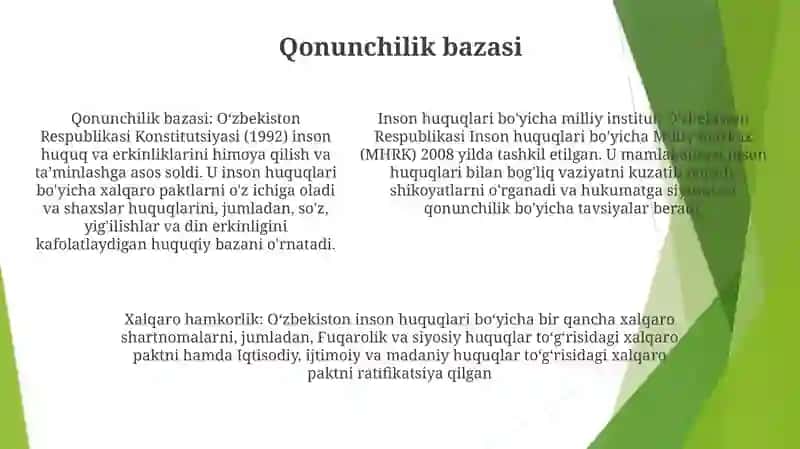 OʻZbekistonda Inson Huquqlari Va Erkinliklari Kafolatining Yaratilishi 4