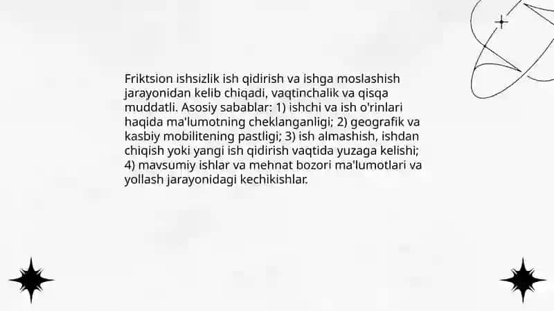 Ishsizlikni kelib chiqish sabablari va uning asosiy turlari 4