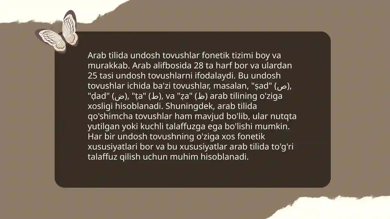 Arab tilida nutq tovushlari tasnifi 4