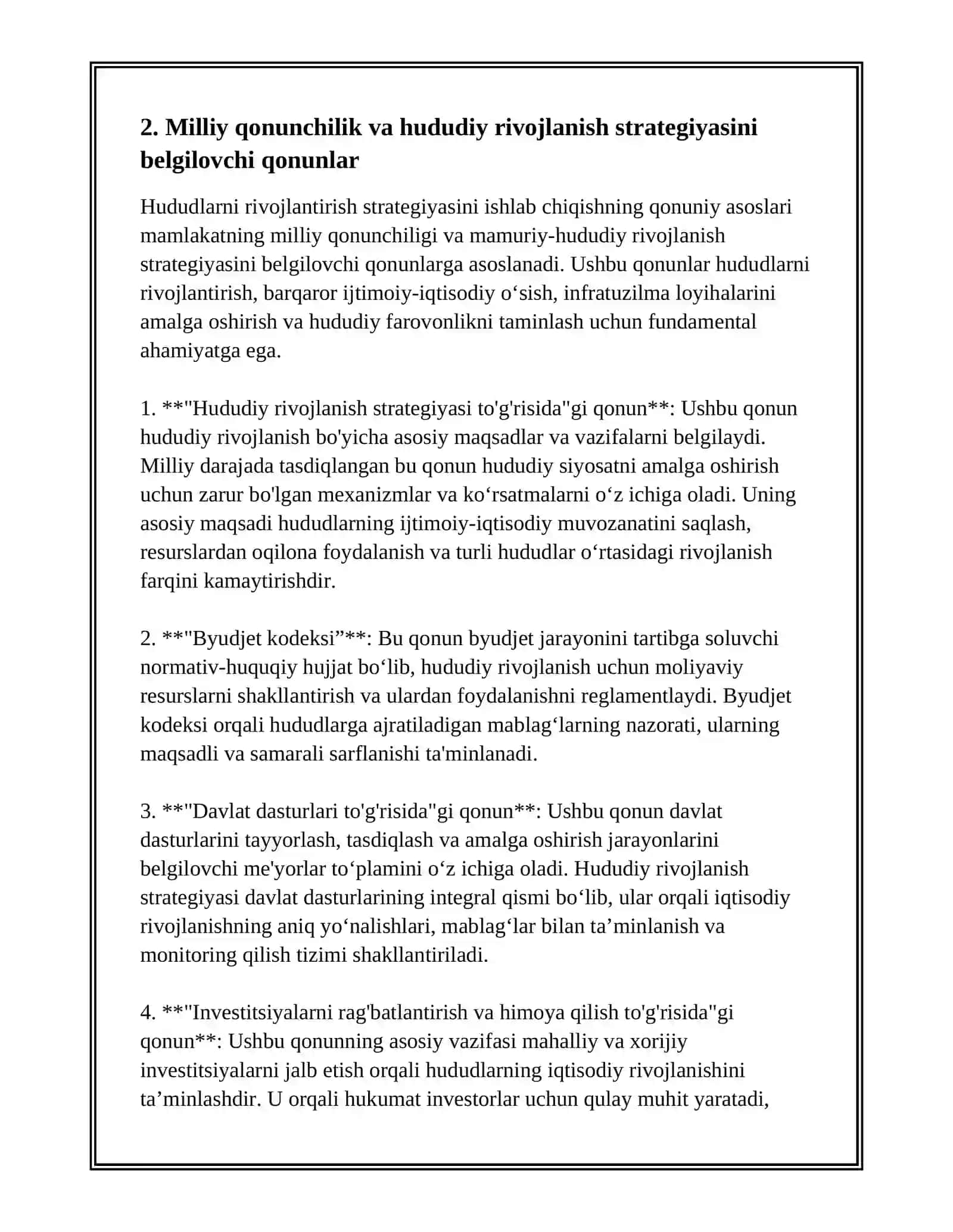 HUDUDLARNI RIVOJLANTIRISH STRATEGIYASINI ISHLAB CHIQISHNING QONUNIY ASOSLARI 4