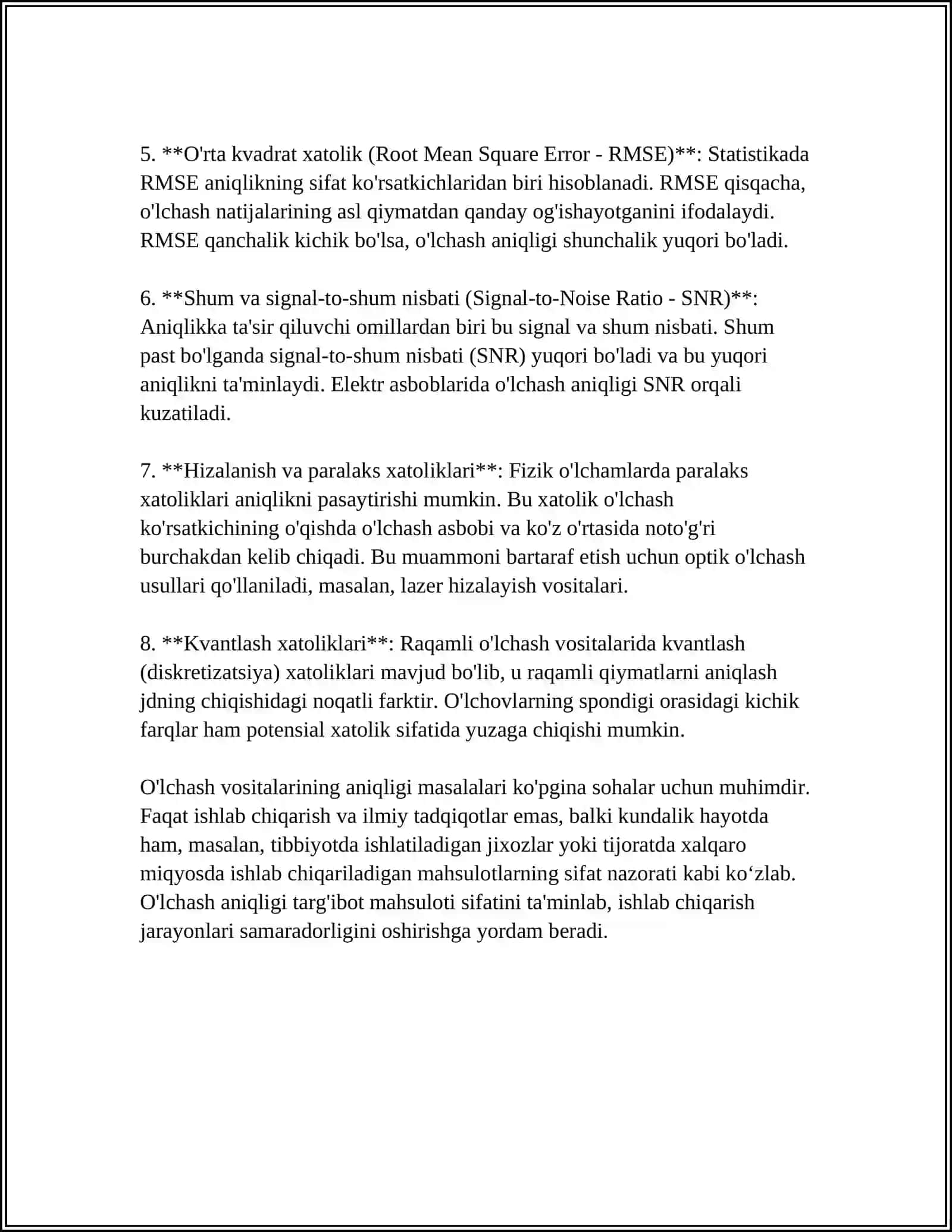 OʻLCHASH VOSITALARINING METROLOGIK XARAKTERISTIKASI 4