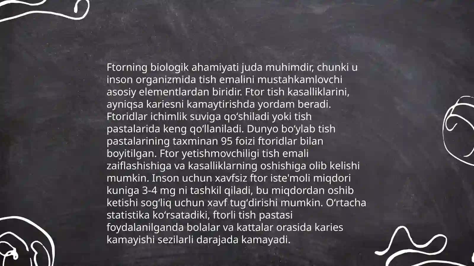 Mikrooelementozlar. Ftor kalsiy miqdorining oshib ketishi 4