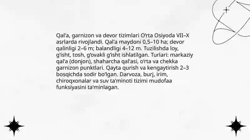 O‘rta Osiyoning ilk o‘rta asrlar moddiy madaniyati 4