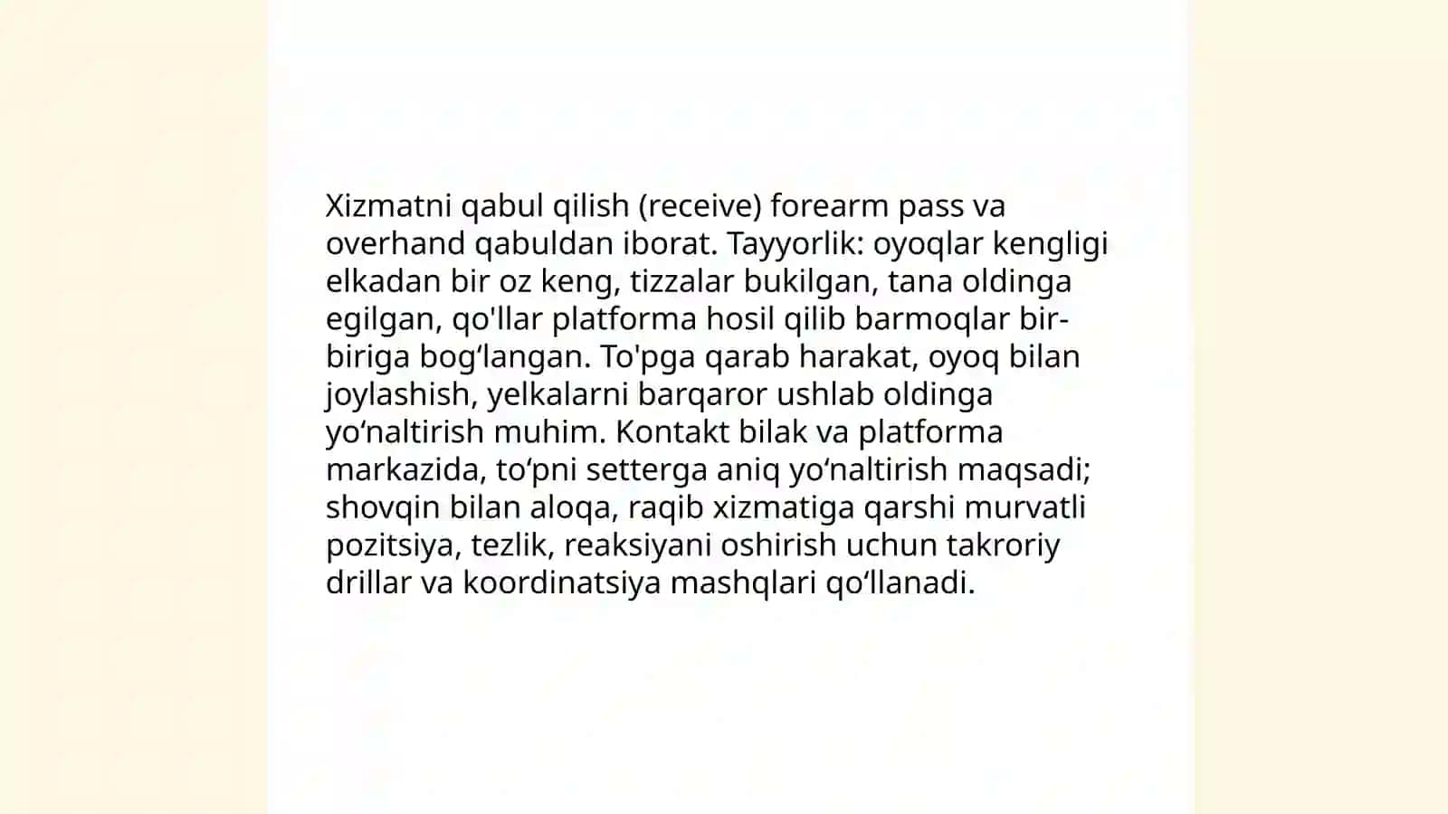 Voleybol oʻyin texnikasi asoslari 4