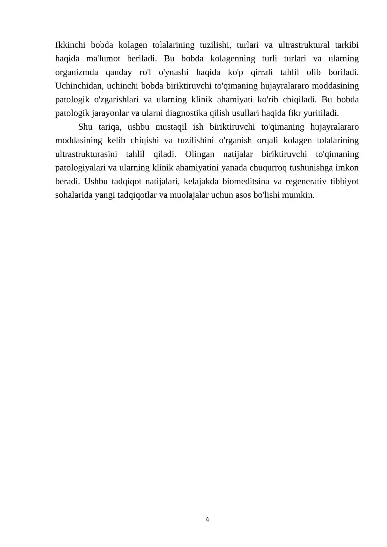 Biriktiruvchi tôqimaning hujayralararo moddasining kelib chiqishi va tuzilish.Kolagen tolalarning ultrastrukturasi 4