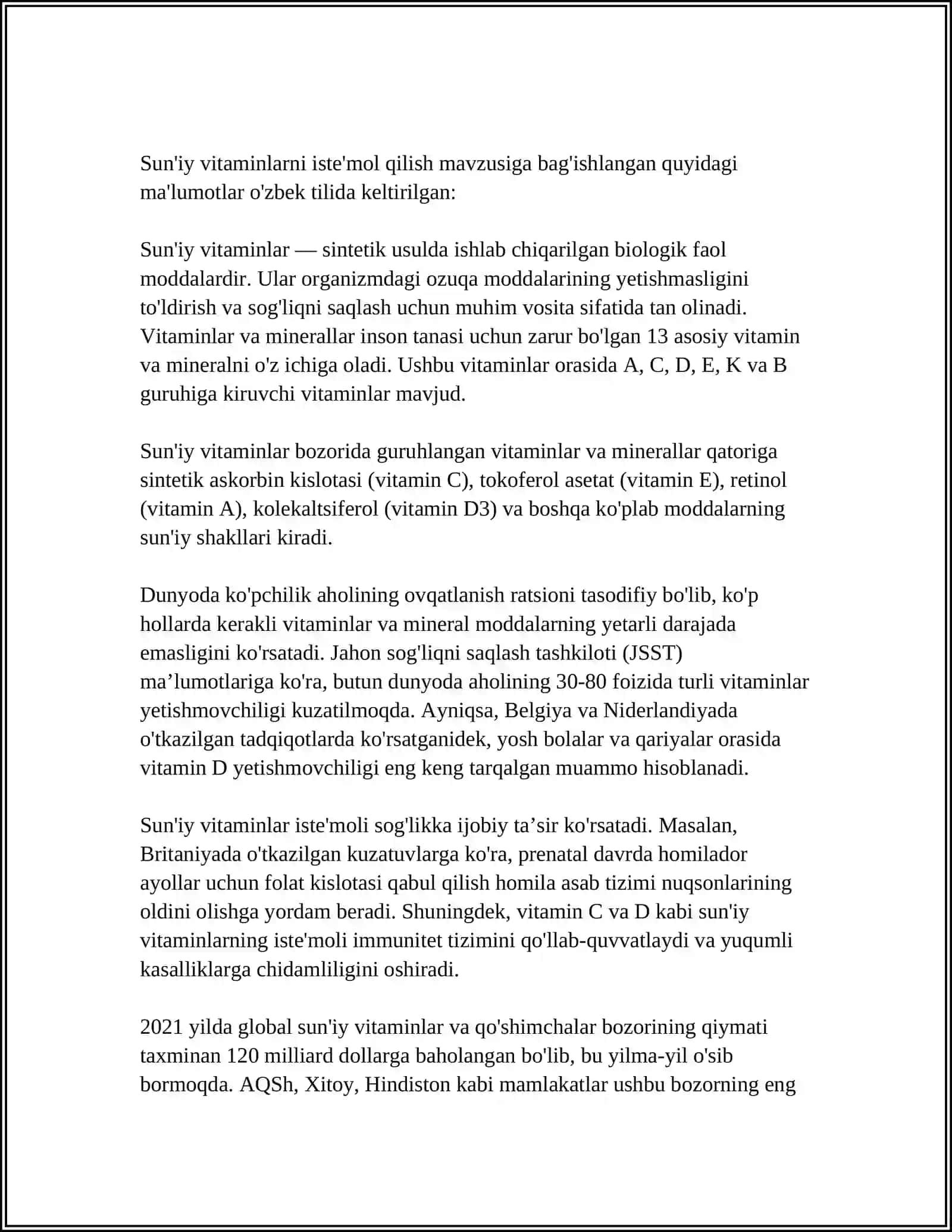 TABIIY VA SUN'IY VATAMINLARNI METABOLIZMI VA EKSKRETSIYALANISHI 4