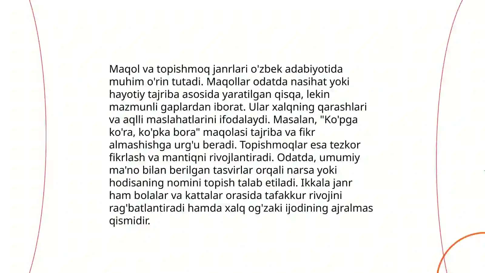 Maqol va topishmoq janriga xos matnlar ustida ishlash 4