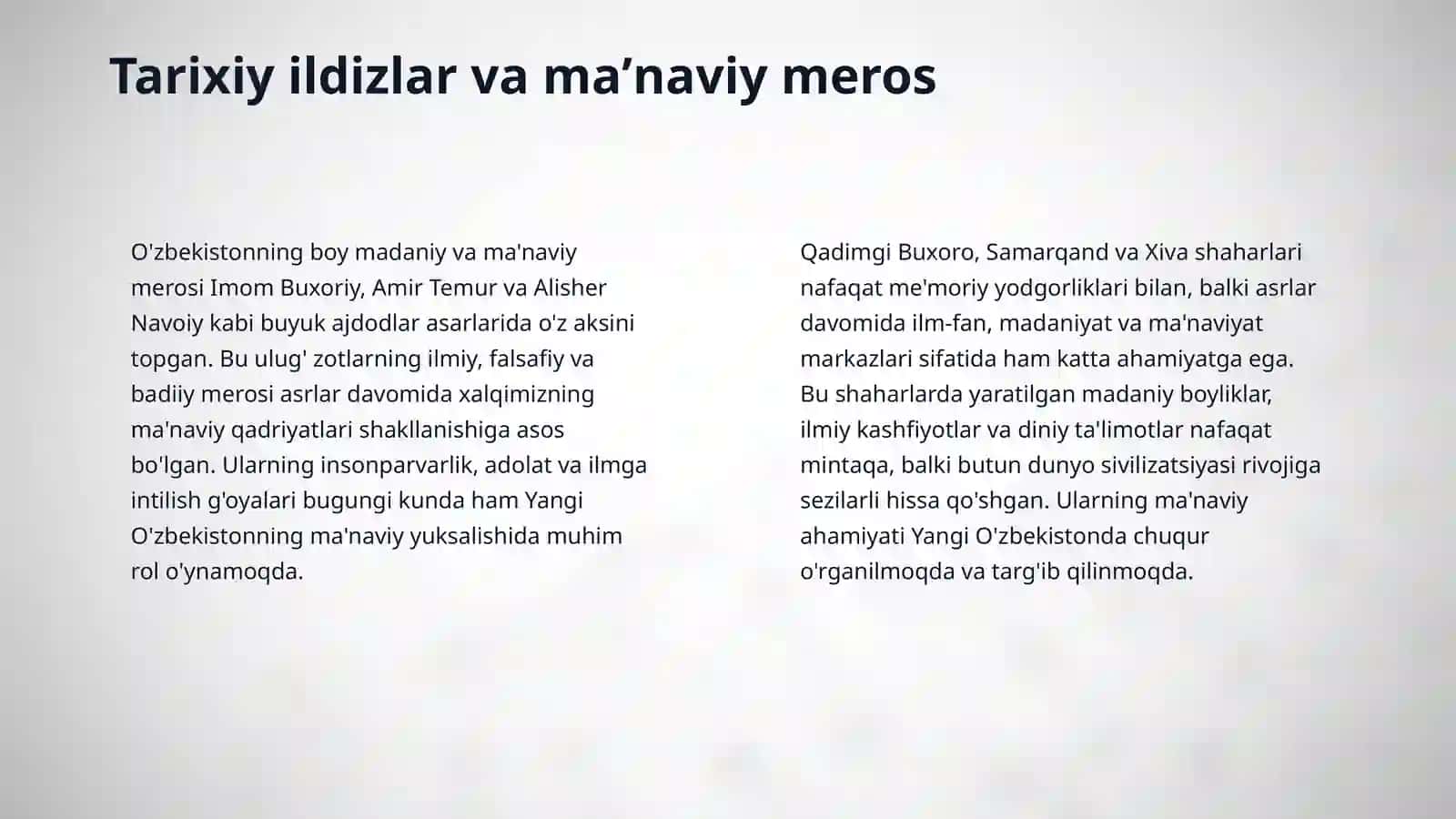Yangi Oʻzbekistonda amalga oshirilayotgan maʼnaviy oʻzgarishlar 4
