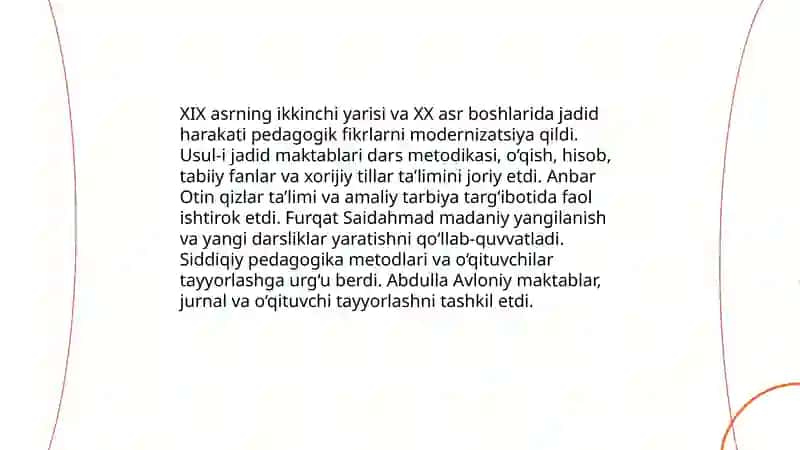 XlX asrning ikkinchi yarmi va XV asr boshlarida talim va pedagogik fikirlar 4