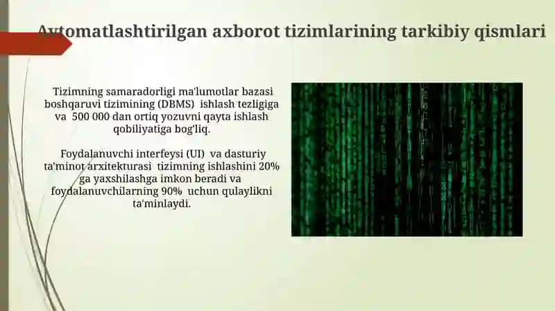 Avtomatlashtirilgan Axborot Tizimlarining Ta'rifi 4
