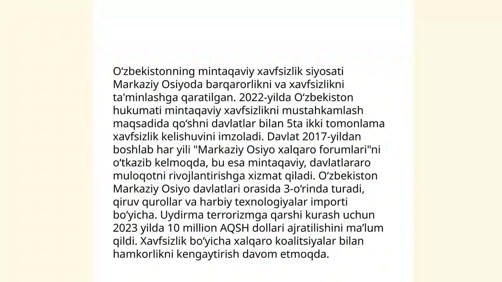 Markaziy Osiyoda tinchlikni ta'minlashdagi o'rni 4