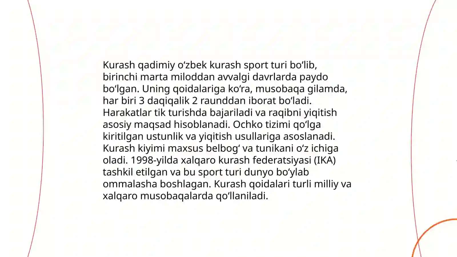 kurash sportda musobaqa oldi tayyorgarligi va hakamlik qilish nazaryasi va uslubiyatlari fanidan taqdimot 4
