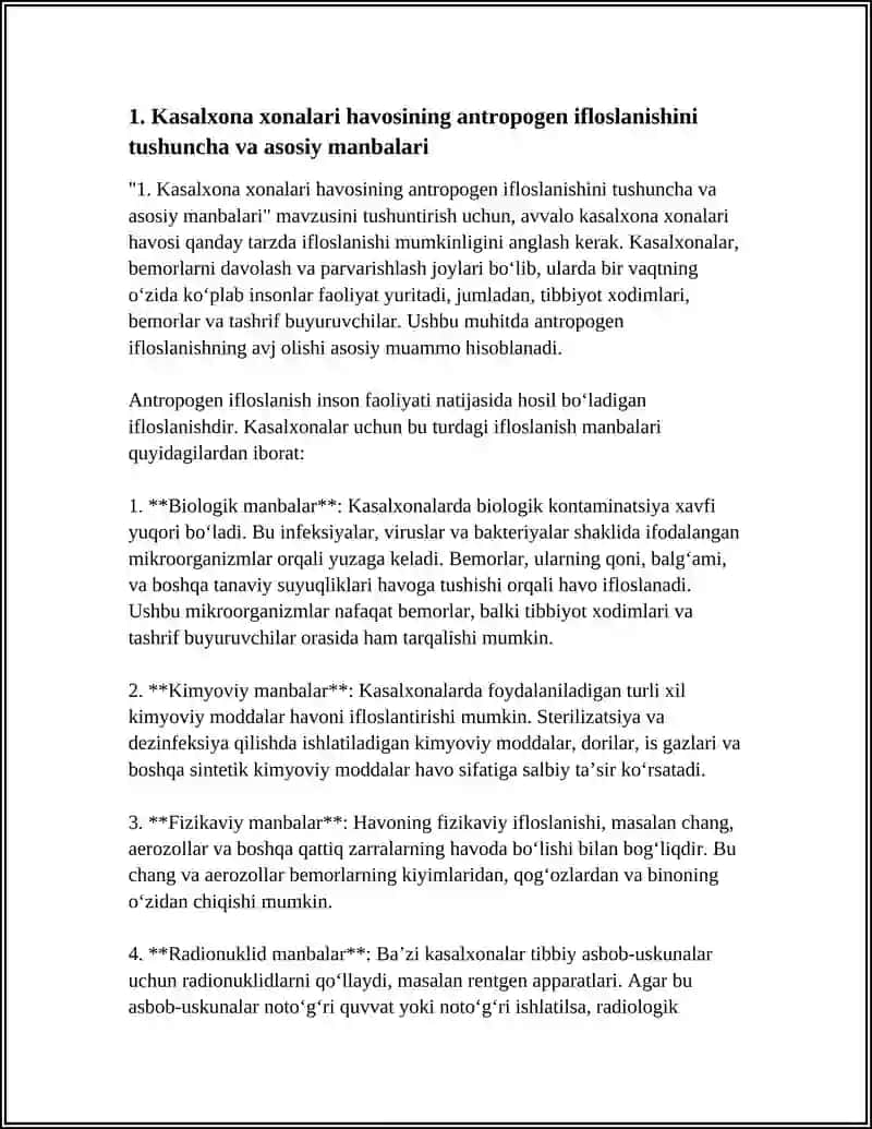 KASALXONA XONALARI HAVOSINING ANTROPOGEN IFLOSLANISHI HAQIDA TUSHUNCHA. YOPIQ MUHIT HAVOSINING IFLOSLANISHI. DPMDA SANITAR VA EPIDEMIYAGA QARSHI TARTIBNI TA'MINLASHNING GIGIYENIK JIHATLARI 4