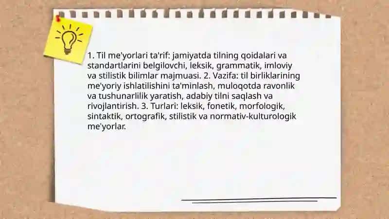 Me'yor tushunchasi.O'zbek adabiy til me'yorlari 4
