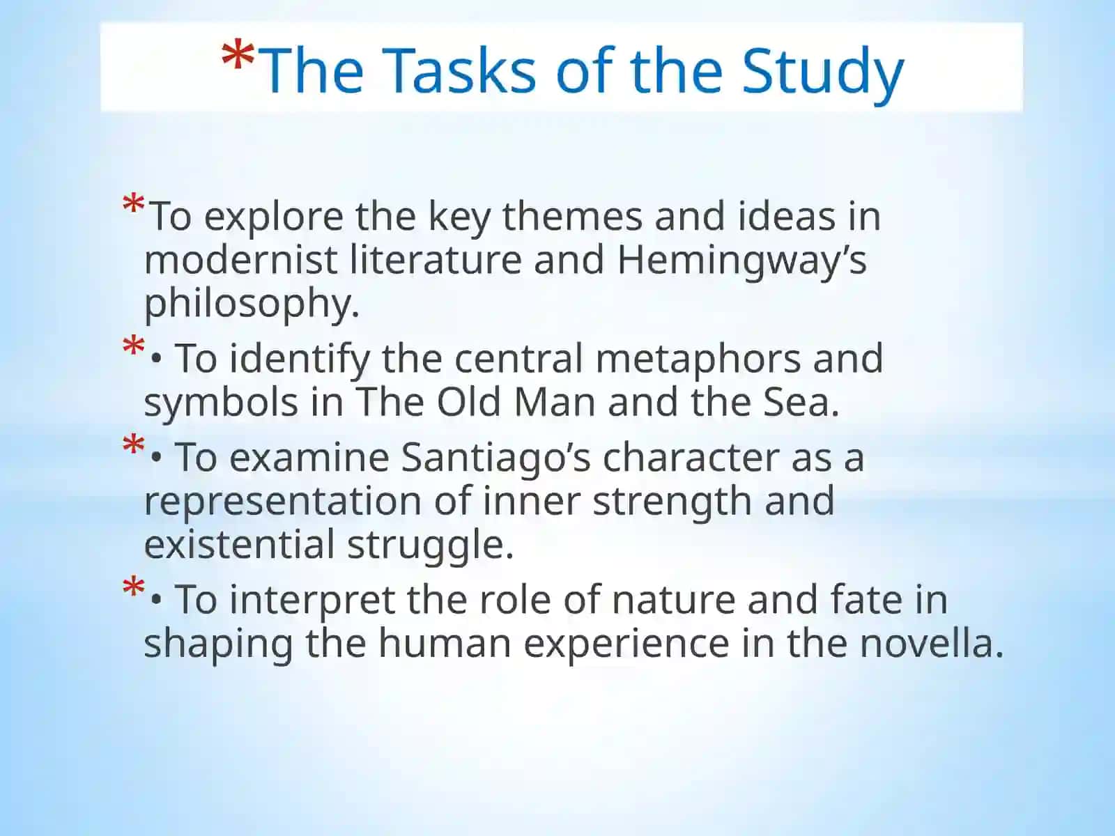 Course Paper on "Theme and Idea in Ernest Hemingway's Novel "Old Man and the Sea" 4