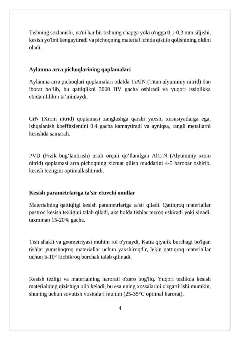 Dumaloq metall arralarini qo'llash 4