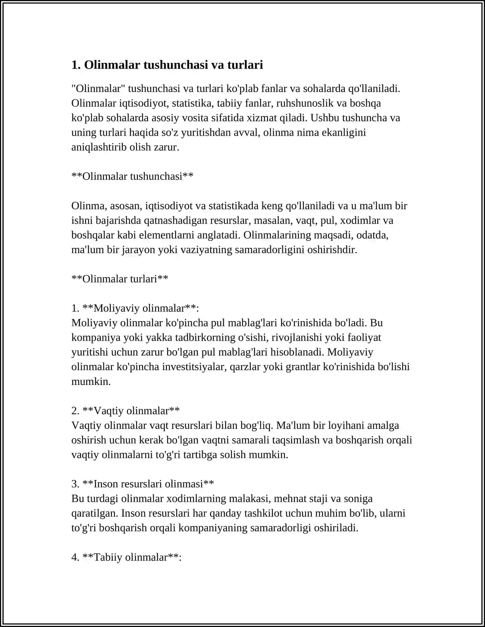 Olinmalar tushunchasi va turlari 4
