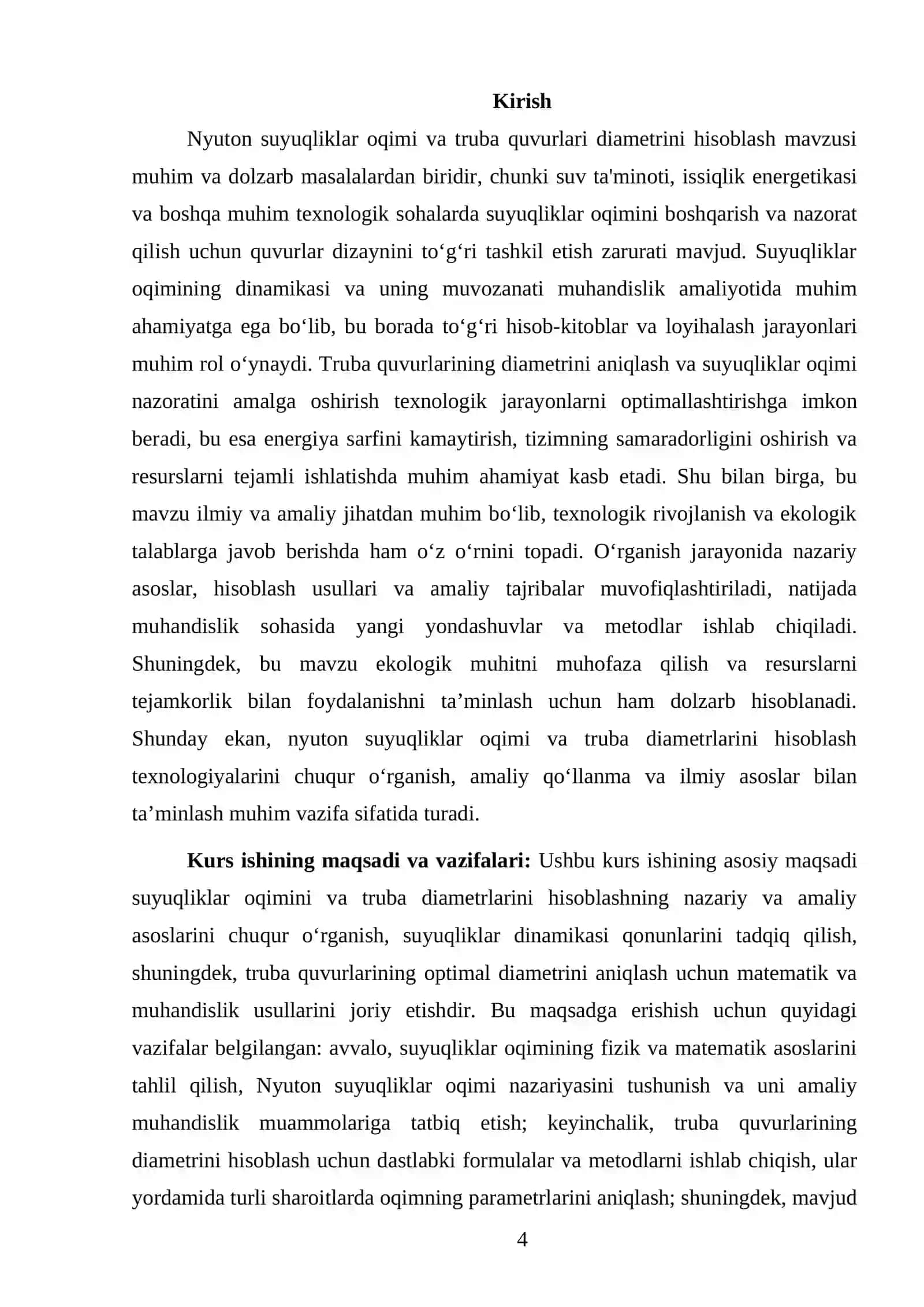 NYUTON SUYUQLIKLAR OQIMI.TRUBA QUVURLARI DIAMETRINI HISOBLASH 4