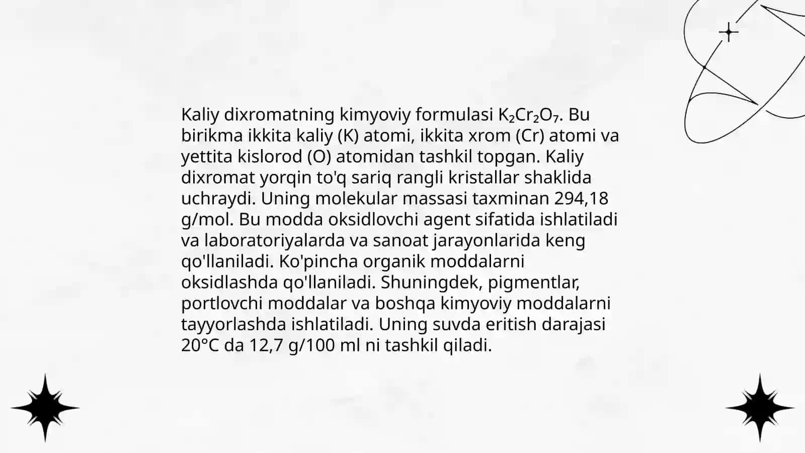 Kaliy dixromat eritmasini tayyorlash 4