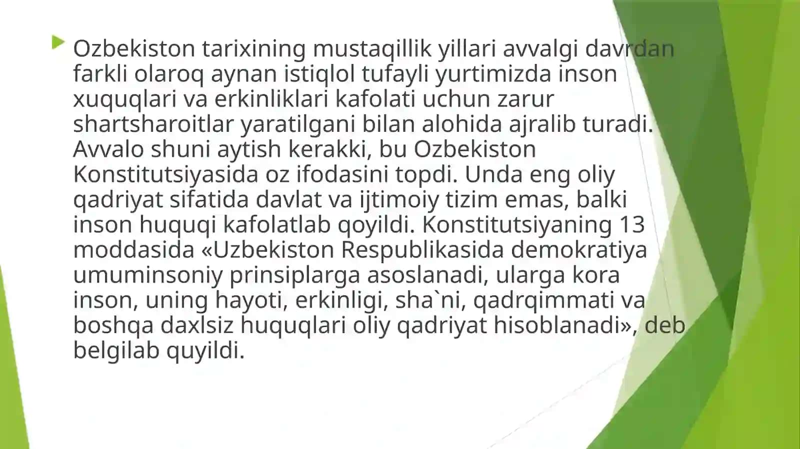 O'zbekistonda inson huquqlari va erkinliklari kafolatinining yaratilishi 4