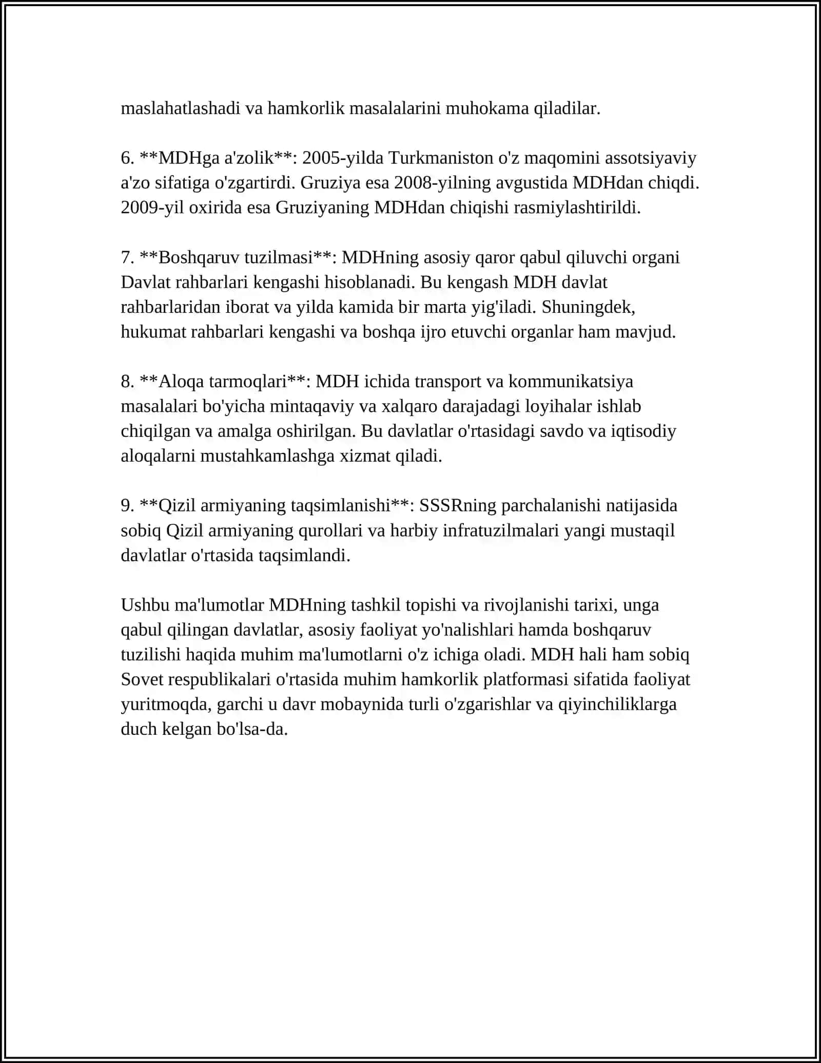 MUSTAQIL DAVLATLAR HAMDO'STLIGI (MDH) FAOLIYATI VA TUZILISHI 4